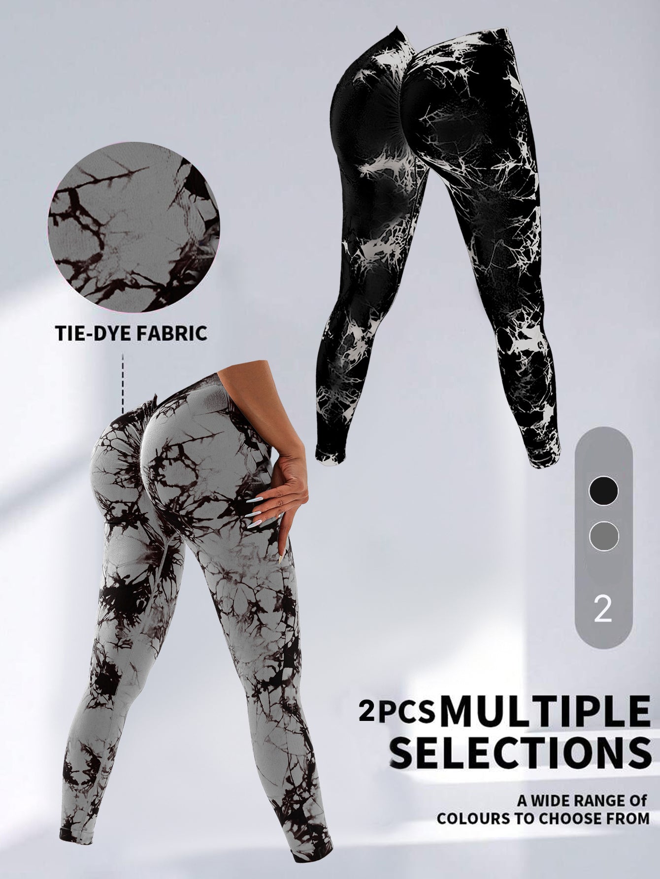 2-Pack Tie-Dye High Waist V-Back Yoga Leggings