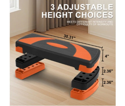 Stepped Cardio Platform – Adjustable 3-Level Aerobic Stepper with 4 Stackable Risers for Home Fitness & Workout Training (Self Pickup Only)