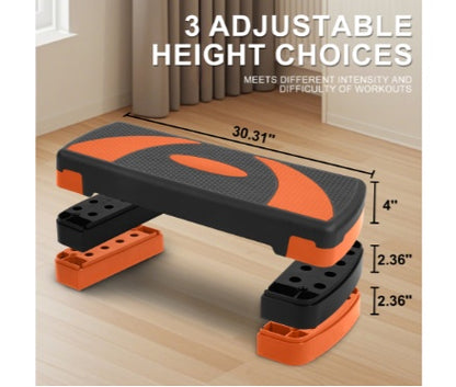Stepped Cardio Platform – Adjustable 3-Level Aerobic Stepper with 4 Stackable Risers for Home Fitness & Workout Training (Self Pickup Only)