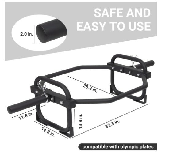 Olympic 2-Inch Hex Weightlifting Set – Heavy-Duty Strength Training Bar with Safety Clips, 500 lb Capacity (Self Pickup Only)