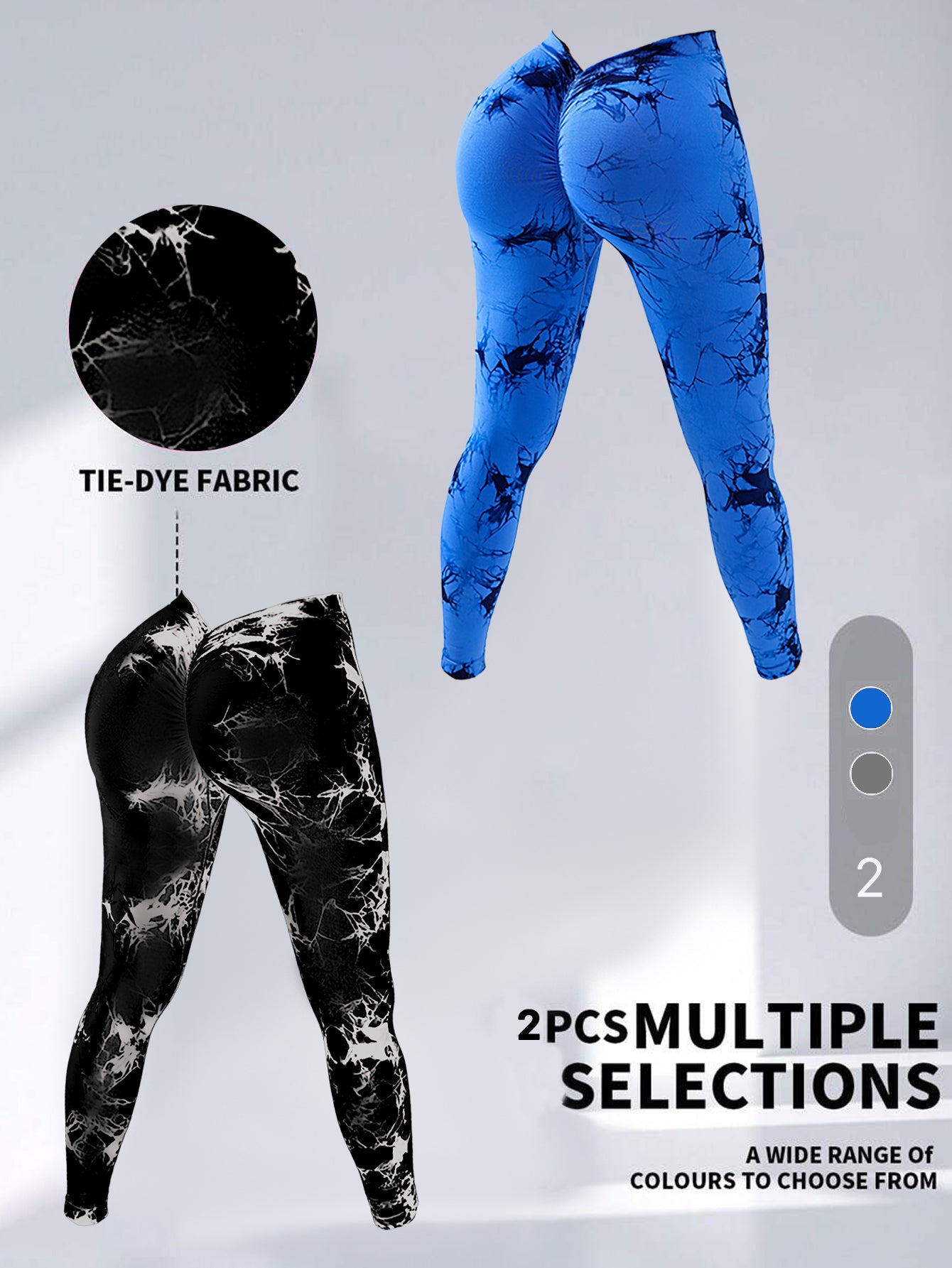 2-Pack Tie-Dye High Waist V-Back Yoga Leggings