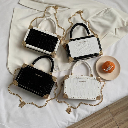 Vintage Pattern Box Bag – European & American Retro Style Handbag for Women