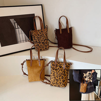 Women’s Retro Leopard Print Crossbody Bag – Versatile Suede Shoulder & Phone Bag for Autumn/Winter