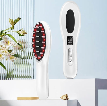 Electric Anion Hair Brush with Microcurrent, Red & Blue Light Therapy, and Vibration Massage