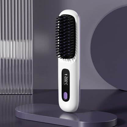 2-in-1 Wireless Hair Straightener & Curler Comb for Smooth, Frizz-Free Hair