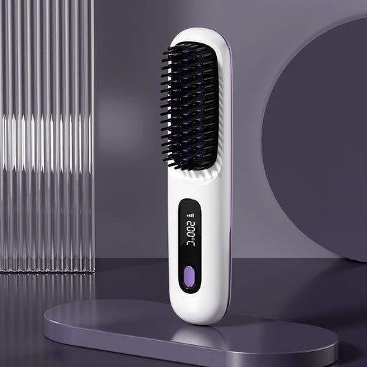 2-in-1 Wireless Hair Straightener & Curler Comb for Smooth, Frizz-Free Hair
