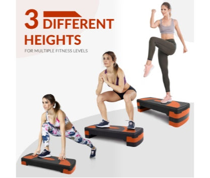 Stepped Cardio Platform – Adjustable 3-Level Aerobic Stepper with 4 Stackable Risers for Home Fitness & Workout Training (Self Pickup Only)