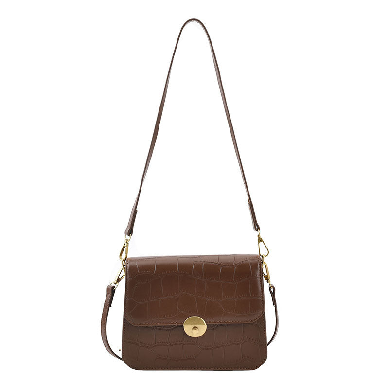 Women's Solid Color Stone Crack Pattern PU Handbag – Stylish Personality Shoulder Bag