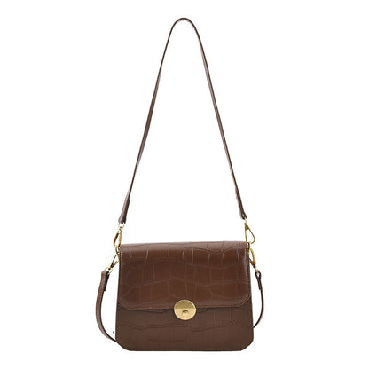 Women's Solid Color Stone Crack Pattern PU Handbag – Stylish Personality Shoulder Bag