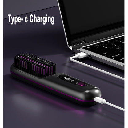2-in-1 Wireless Hair Straightener & Curler Comb for Smooth, Frizz-Free Hair
