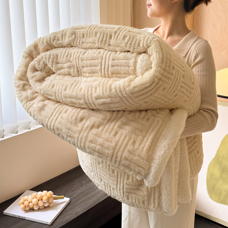 Coral Fleece Blanket – Thick Winter Blanket for Office, Nap, and Air Conditioner