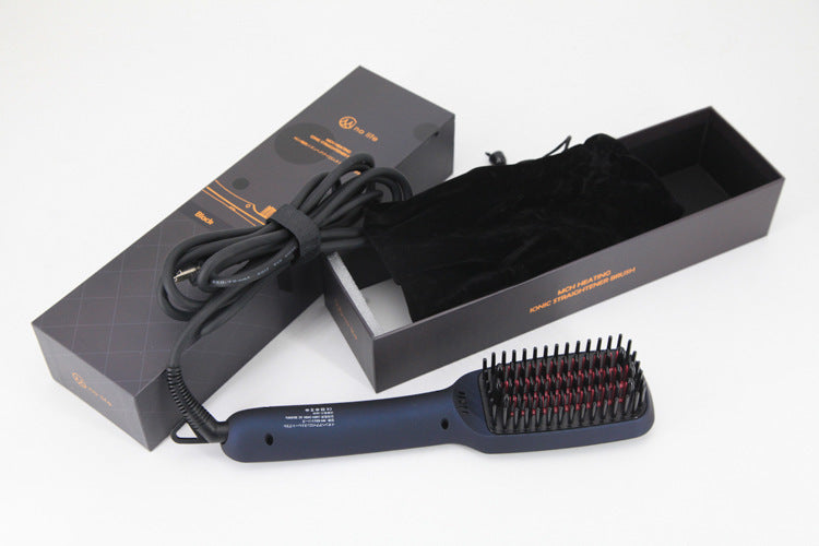 Ionic Hair Straightening Brush – Anti-Frizz Anion Technology, Fast Heating, Portable Hair Straightener Comb