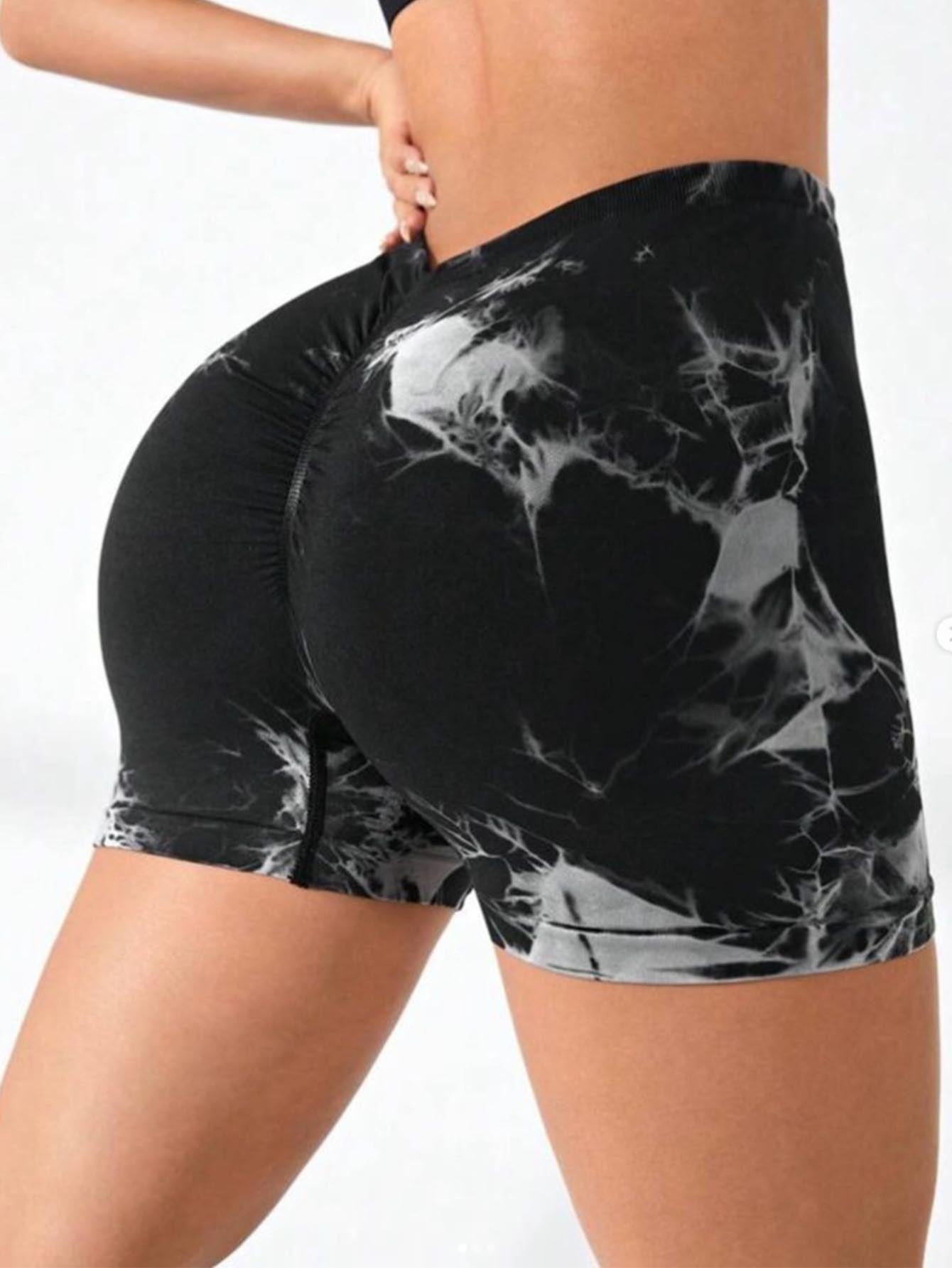 2-Pack Women’s Tie-Dye High Waist Scrunch Butt Yoga Shorts