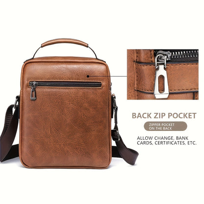 Men's PU Leather Crossbody Shoulder Bag – Casual Messenger Handbag with Card Holder Wallet