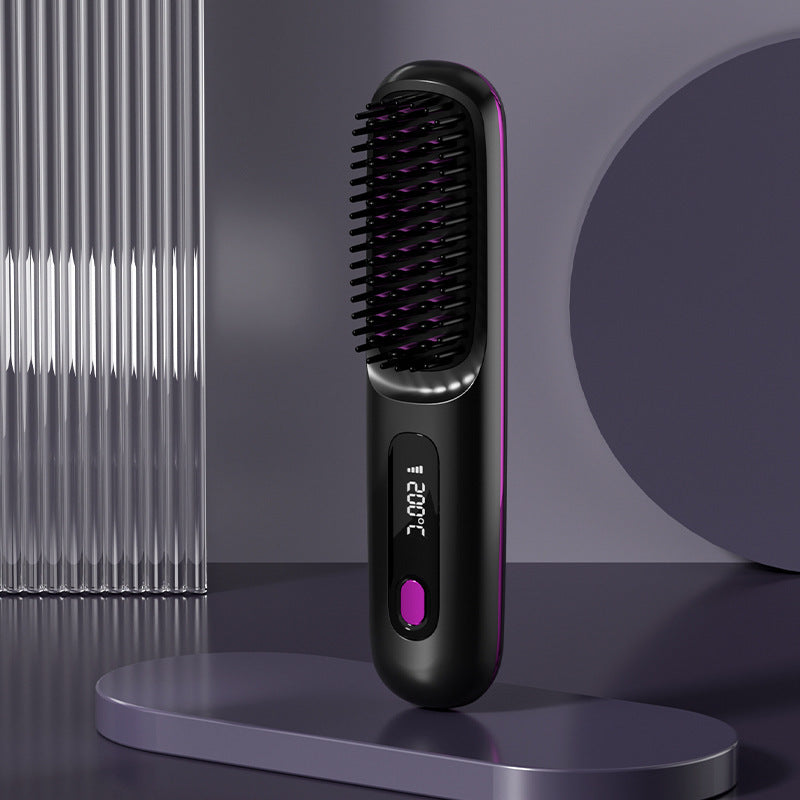 2-in-1 Wireless Hair Straightener & Curler Comb for Smooth, Frizz-Free Hair
