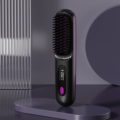 2-in-1 Wireless Hair Straightener & Curler Comb for Smooth, Frizz-Free Hair