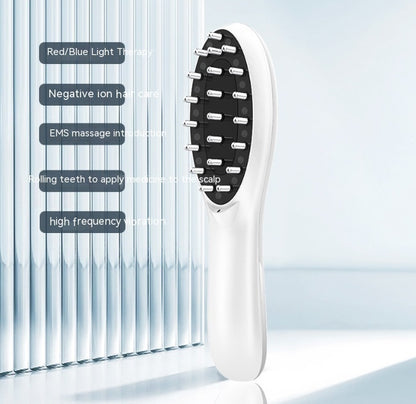 Electric Anion Hair Brush with Microcurrent, Red & Blue Light Therapy, and Vibration Massage