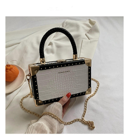 Vintage Pattern Box Bag – European & American Retro Style Handbag for Women