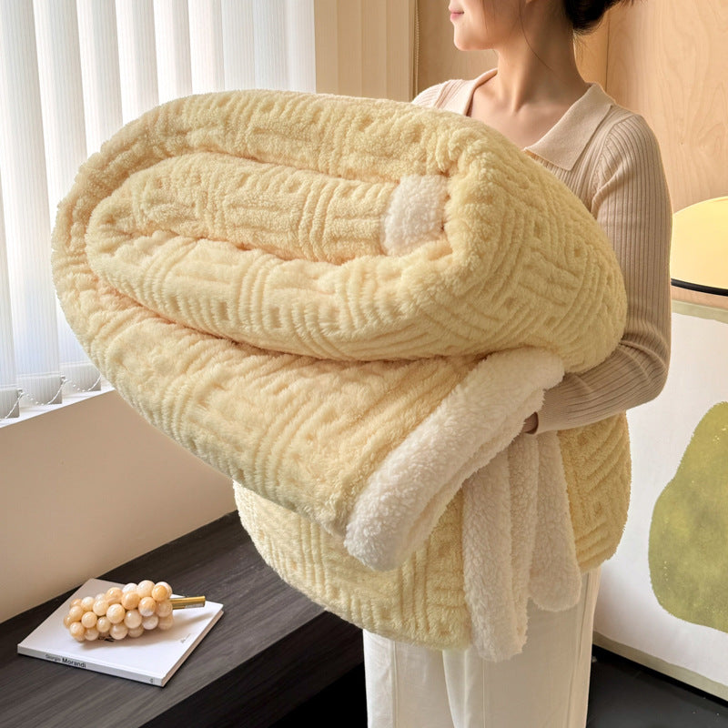 Coral Fleece Blanket – Thick Winter Blanket for Office, Nap, and Air Conditioner