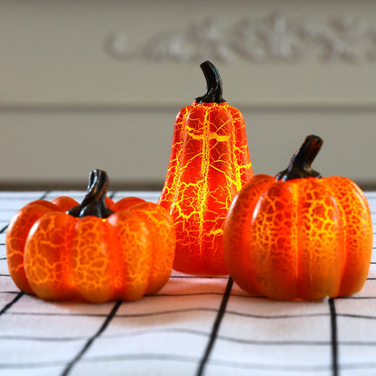 Halloween LED Pumpkin Lantern – Realistic Resin Jack-O'-Lantern with Flickering Candle Light