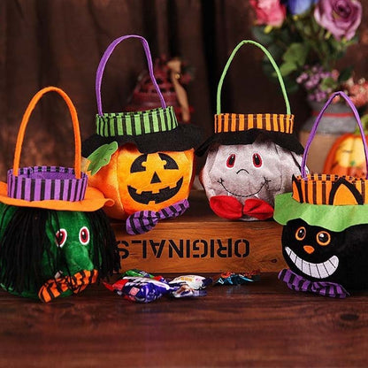 Cute Halloween Candy Bag for Kids – Pumpkin Pattern Trick-or-Treat Tote | Gift Basket & Cosplay Prop