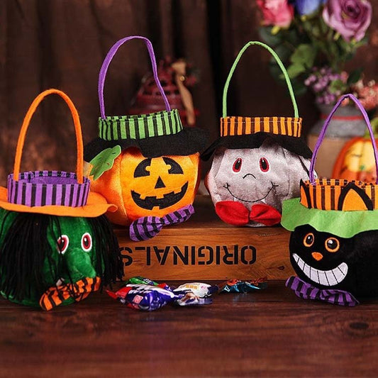 Cute Halloween Candy Bag for Kids – Pumpkin Pattern Trick-or-Treat Tote | Gift Basket & Cosplay Prop