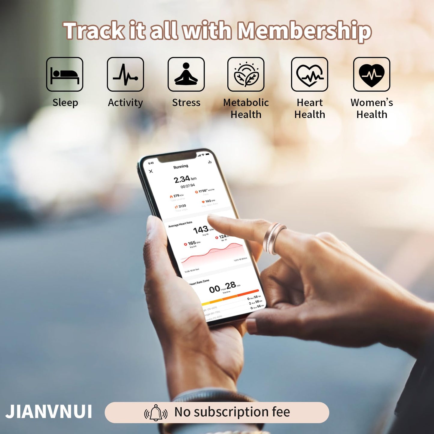 Elegant Rose Gold Smart Ring for Women