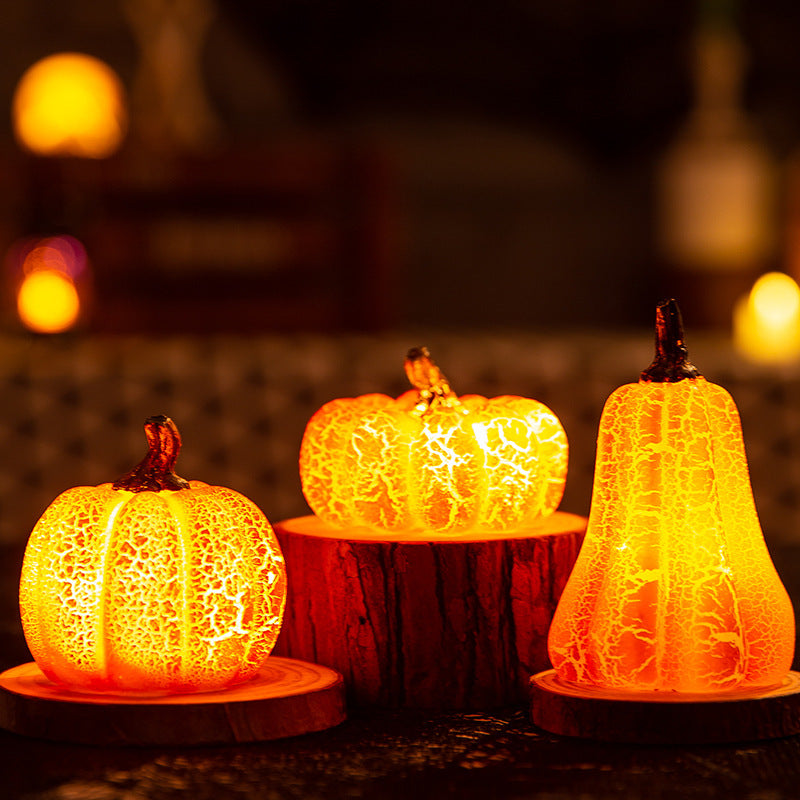 Halloween LED Pumpkin Lantern – Realistic Resin Jack-O'-Lantern with Flickering Candle Light