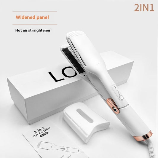 2-in-1 Hot Air Straightener for Wet & Dry Hair – Wide Panel Hair Straightening Brush