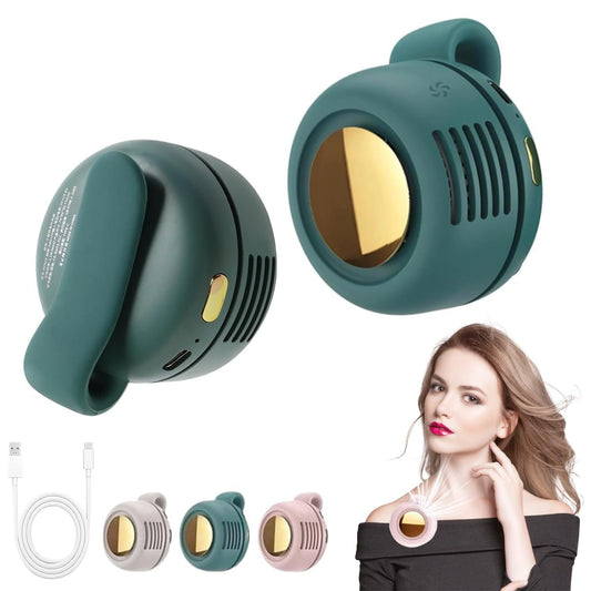 Mini Clip Fan | Hanging Waist & Neck Fan for Girls | USB Rechargeable, 3 Speeds, Leafless Design