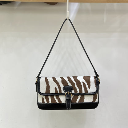 Women's Zebra Print Satchel – Trendy Spliced Pattern Fashion Handbag