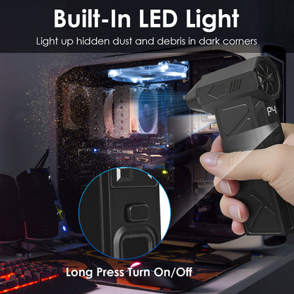 1-Pack LED Compressed Air Duster – High-Speed Cordless Vacuum Cleaner for Keyboard, PC, Home & Car, 160,000 RPM with 4 Adjustable Speeds