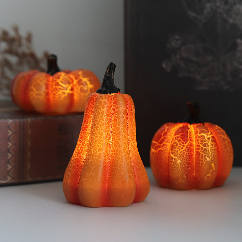 Halloween LED Pumpkin Lantern – Realistic Resin Jack-O'-Lantern with Flickering Candle Light
