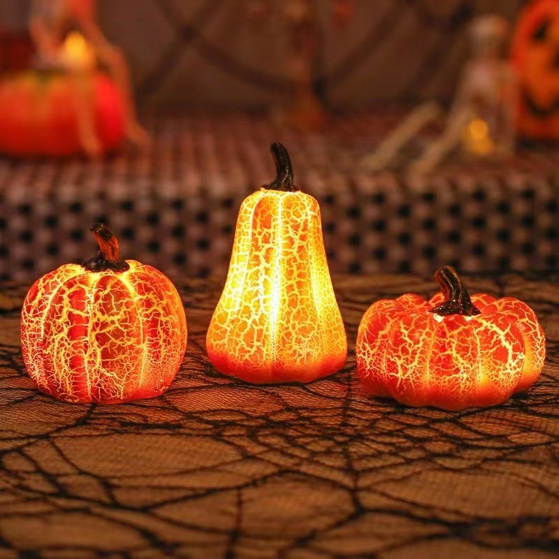 Halloween LED Pumpkin Lantern – Realistic Resin Jack-O'-Lantern with Flickering Candle Light