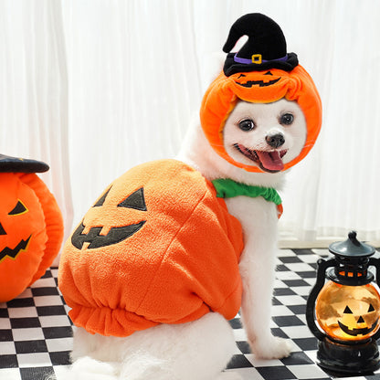 Halloween Pumpkin Pet Costume Vest – Funny Holiday Outfit for Dogs & Cats | Festive Harness for Small Pets