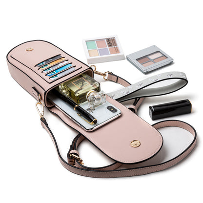 Korean Style PU Leather Mobile Phone Crossbody Bag – Multifunctional Mini Handbag for Women