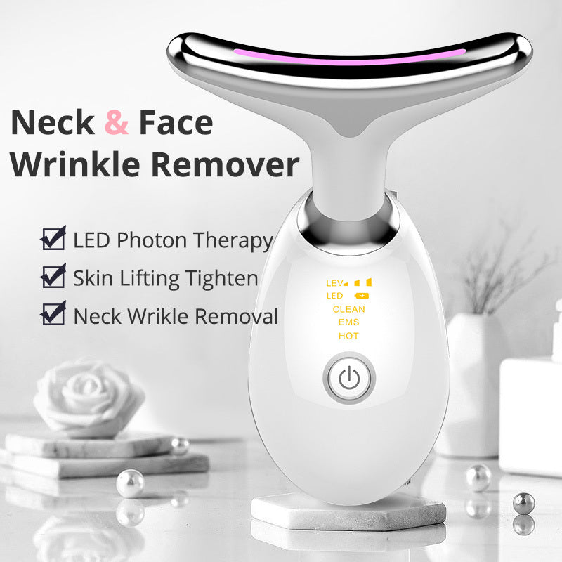 EMS Neck Firming & Lifting Massager – Microcurrent Wrinkle Remover with Heat Therapy