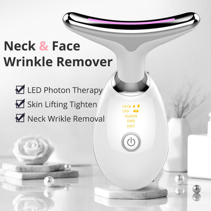EMS Neck Firming & Lifting Massager – Microcurrent Wrinkle Remover with Heat Therapy