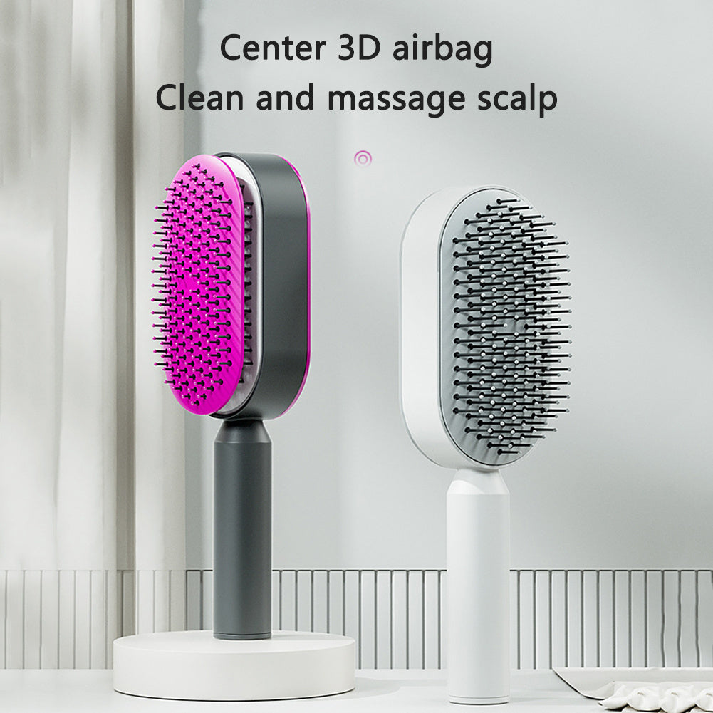 Self-Cleaning Hair Brush for Women | One-Key Cleaning, Anti-Static Scalp Massage Comb for Hair Loss