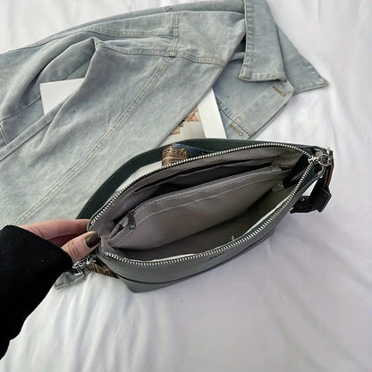 Women's Ethnic Embroidered Crossbody Bag – Large Capacity Shoulder Bag with Zipper & Ergonomic 3D Design