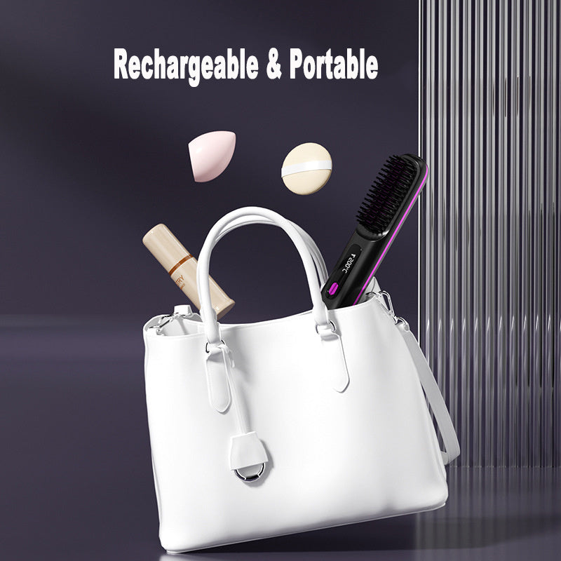 2-in-1 Wireless Hair Straightener & Curler Comb for Smooth, Frizz-Free Hair