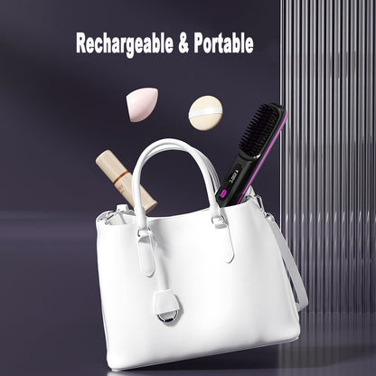 2-in-1 Wireless Hair Straightener & Curler Comb for Smooth, Frizz-Free Hair