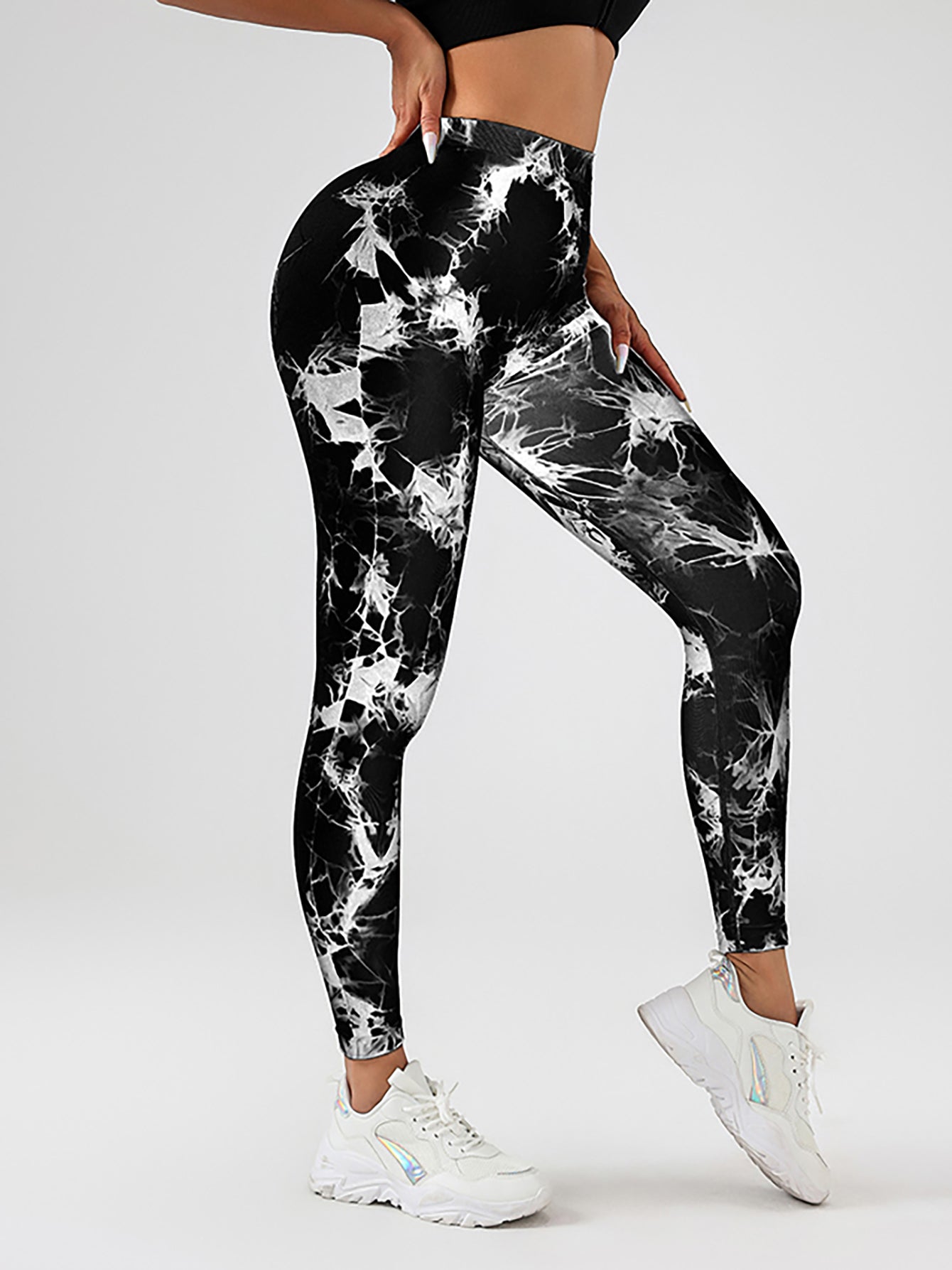 2-Pack Tie-Dye High Waist V-Back Yoga Leggings
