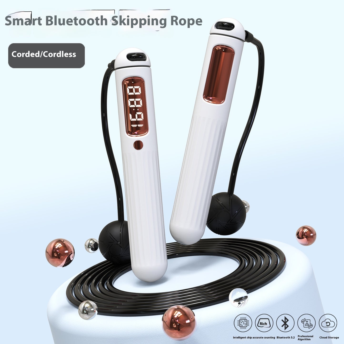 Smart Bluetooth Jump Rope with Counter – Fitness Skipping Rope with Weighted Handles and Activity Tracking