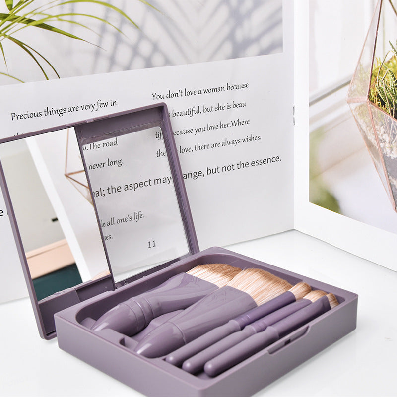 Travel Makeup Brush Set with Mirror – Soft Hair Brushes for On-the-Go Beauty