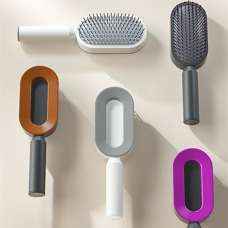 Self-Cleaning Hair Brush for Women | One-Key Cleaning, Anti-Static Scalp Massage Comb for Hair Loss