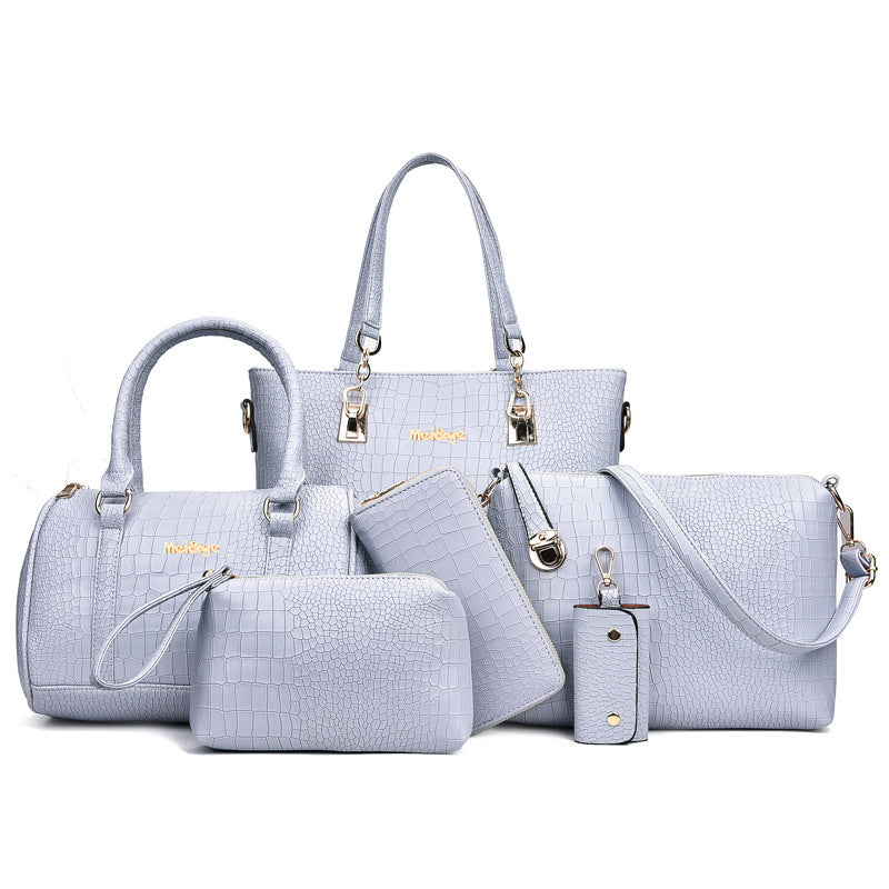 Women's Snakeskin Pattern Handbag Set – 3-Piece European & American Fashion Tote, Crossbody & Clutch