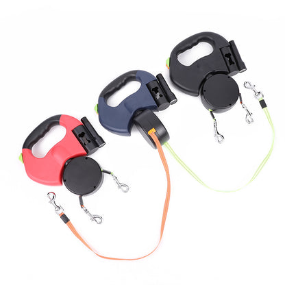 Retractable Dual Dog Leash with LED Lights