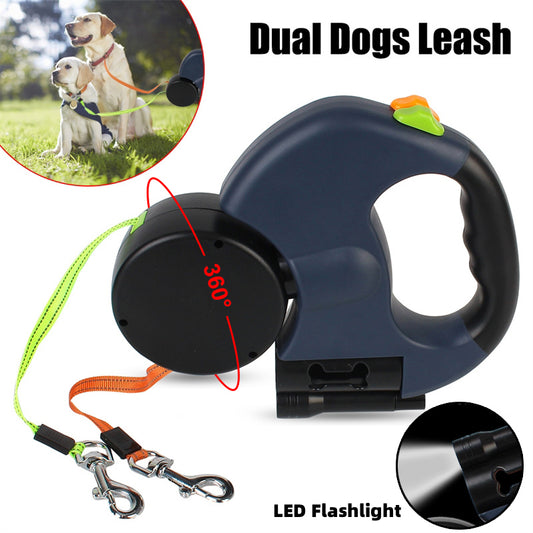 Retractable Dual Dog Leash with LED Lights