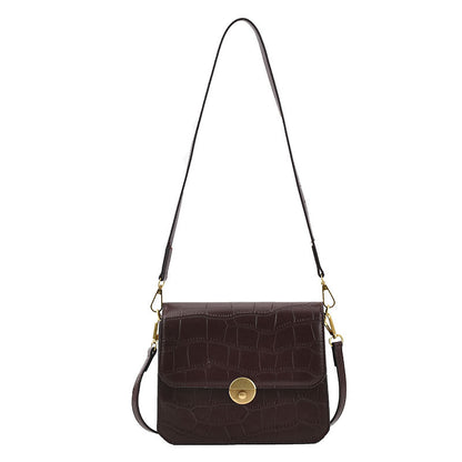 Women's Solid Color Stone Crack Pattern PU Handbag – Stylish Personality Shoulder Bag